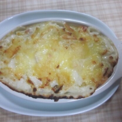 いつも手抜きのホワイトソースで間に合わせてました。
じっくり作ったソースは美味しいね♪
粉もの好きな相方が旨いを連呼してました。
ごちそうさまでした＾＾